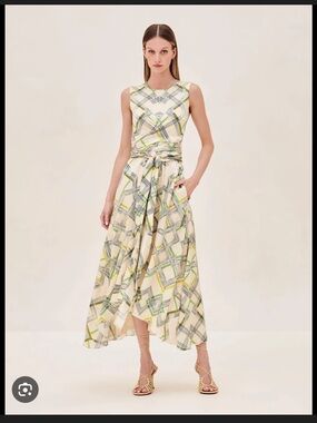 Alexis Cream Geometric Print Sleeveless Maxi Dress